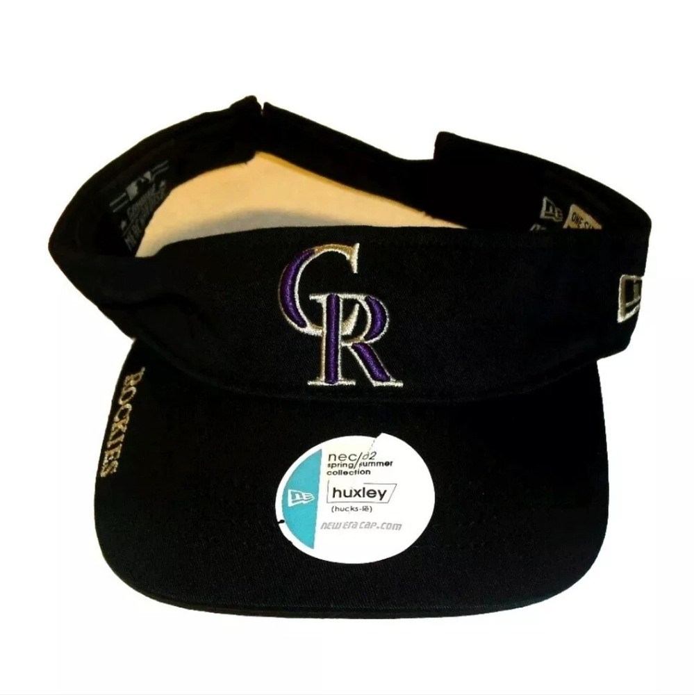 Colorado Rockies Mens Black New Era Visor Hat New Mlb